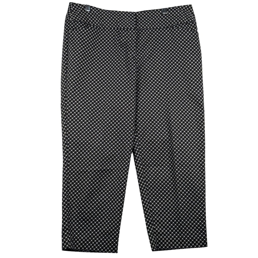 Worthington Womens‎ 8 Cropped Pants Black White Geometric Modern Fit Officecore